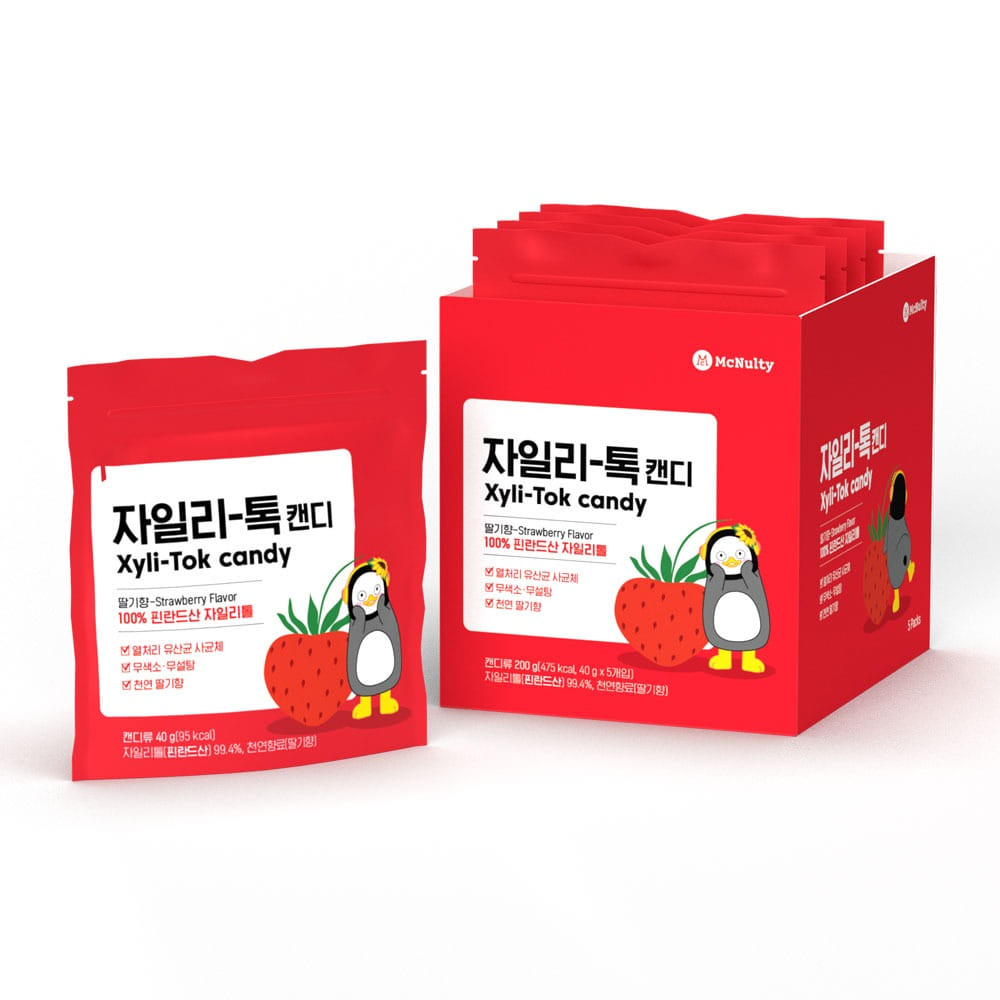 맥널티커피 맥널티x펭수 자일리톨 캔디 딸기맛 5개입(40gx5개)